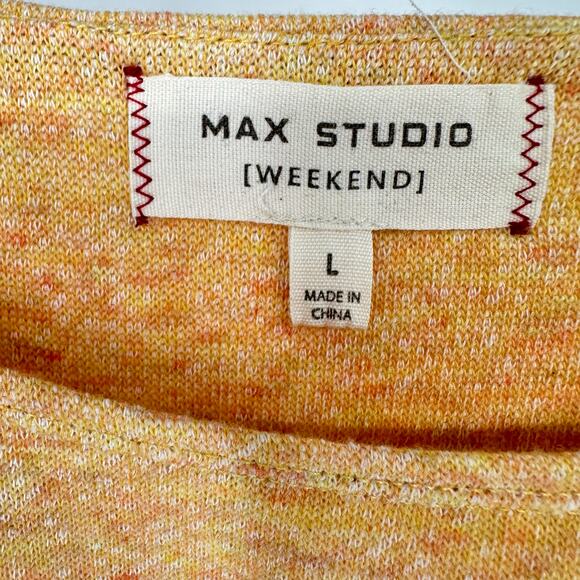 Max Studio Weekend Heather Yellow Bell Sleeve Sweater Top Large - Picture 5 of 7